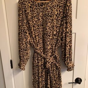 JCrew Long Sleeved Pleated Dress in Leopard